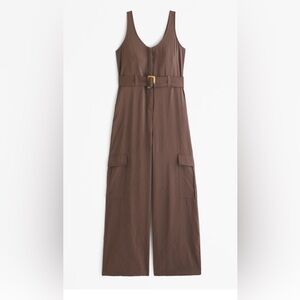 NWT Abercrombie & Fitch Brown Draped Utility Jumpsuit Large Tall